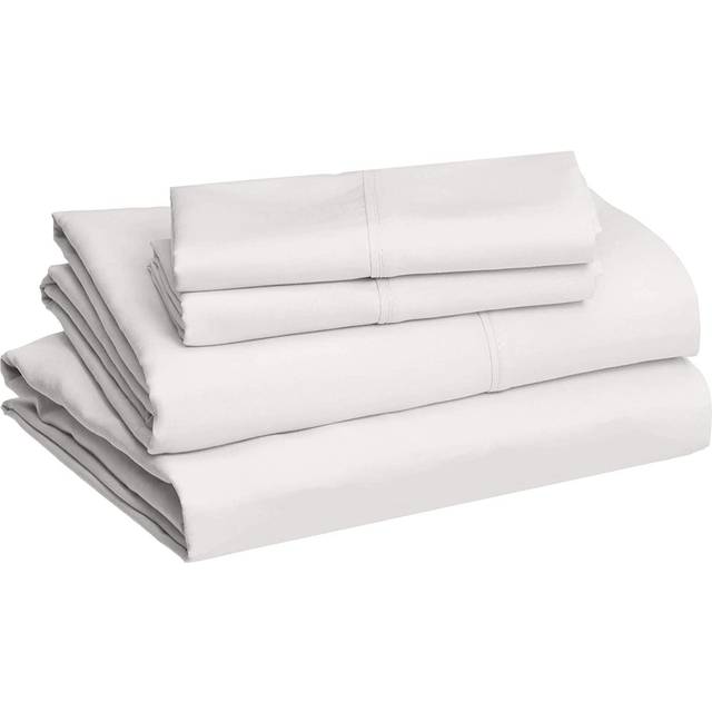 Amazon Basics Lightweight Super Soft Easy Care Microfiber 4-Piece Bed Sheet Set with 14-Inch Deep Pockets  Queen  Beige  Solid