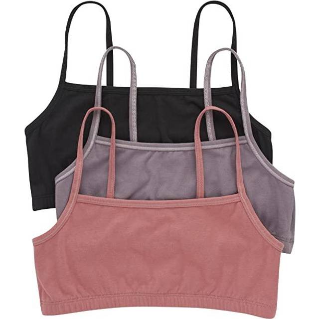 Hanes womens Comfortflex Fit Bralette Pack  Stretch Cotton Low-impact Bra  Moisture-wicking Cotton  3-pa   3-pack - String Crop Black/Spiced Fig/Terra