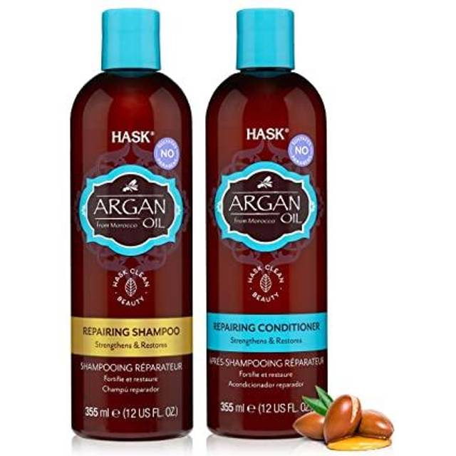 HASK ARGAN OIL Repairing Shampoo + Conditioner Set for All Hair Types  Color Safe  Gluten-Free  Sulfate-Free  Paraben-Free  Cruelty-Free - 1 Shampoo a