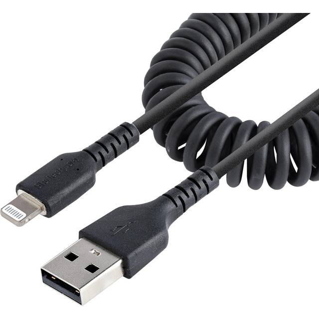 StarTech.com 50cm 20in USB to Lightning Cable Coiled - black