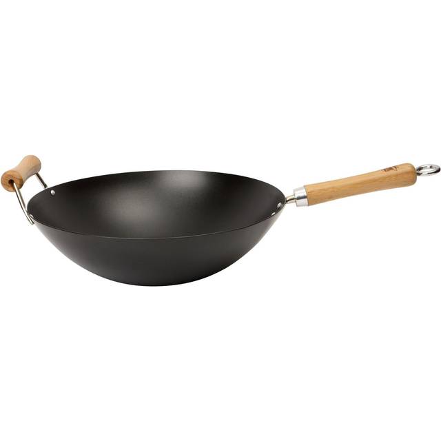 School of Wok by Dexam 14"/36cm Uncoated Carbon Steel Wok, Silver