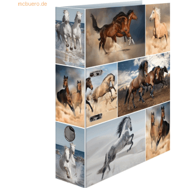 HERMA Lever Arch File Animals with Horses Motif, A4, 70 mm Spine, with Inner Print, 1 Folder