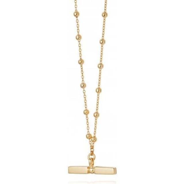 Stacked T Bar 18ct Gold Plate Necklace NB8002_GP