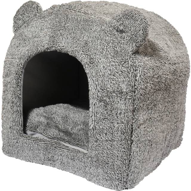 40 Winks Cat Hooded Bed Grey Teddy Bear 38x38cm