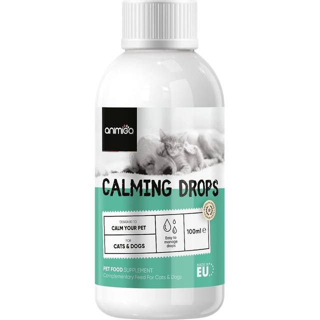 Lugnande droppar för hundar & katter - 100 ml - Icke-sederande lugnande produkter för fyrverkerier, reseångest, separation & stress - Alternativ till hampolja eller lugnande tabletter