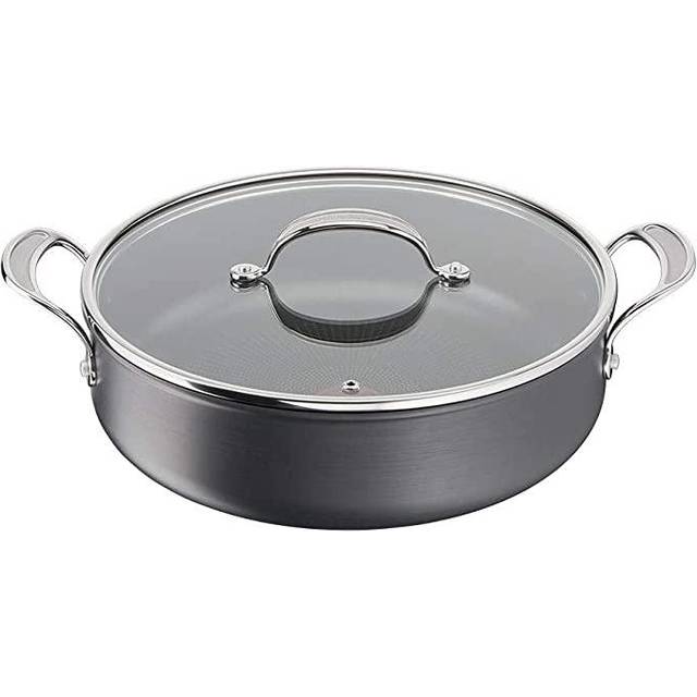 Jamie Oliver by Tefal Hard Anodised Aluminium Non-Stick All-In-One Casserole Pan with Glass Lid, 30cm