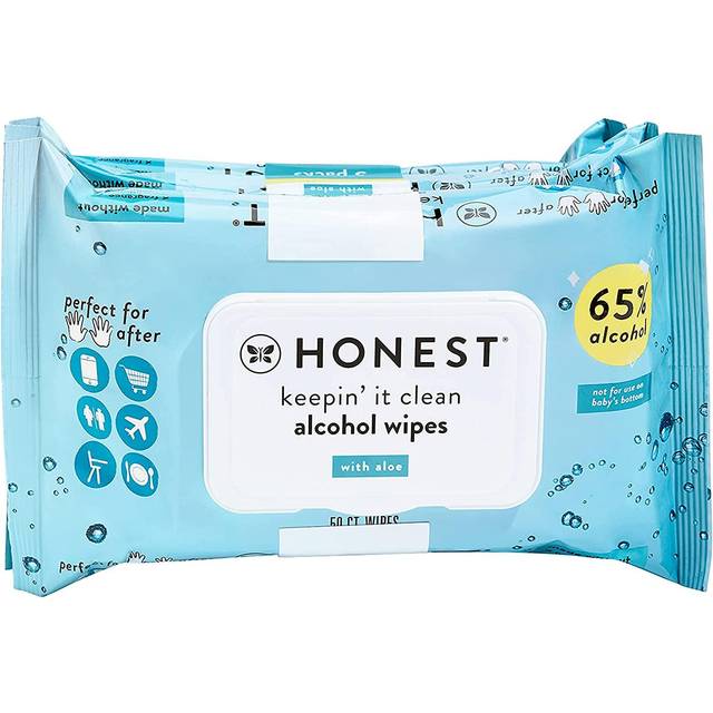 Honest Keepin' It Clean Alcohol Wipes With Aloe Unscented 150 Wipes Each / Pack of 3