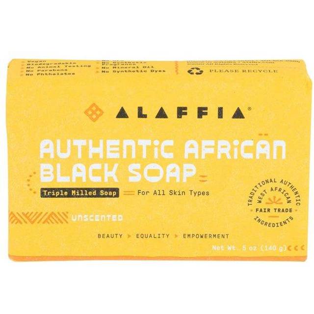 Alaffia B06828 5 oz Unscented Authentic African Black Triple Milled Soap