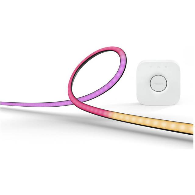 Philips Hue Play Gradient PC Lightstrip 24-27": Ljusslinga för datorn, Philips Hue White and Color, Hue Sync, flerfärgfunktion, Zigbee & BT, röststyrning, 1-pack + Hue Bridge