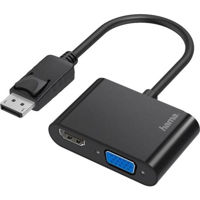 DisplayPort to VGA and HDMI Adapter, 4K Ultra HD, Full HD (2-in-1 Adapter with Display Port Plug, HDMI Female and VGA Female for Connecting PC, Laptop