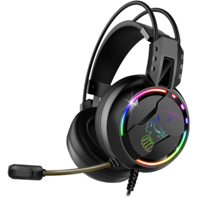 SPIRIT OF GAMER PRO-H7 - Pro Gamer Audio Headset - konstläder - flexibel mikrofon - retro RGB LED-belysning med regnbåge - plattformsoberoende PC och konsol