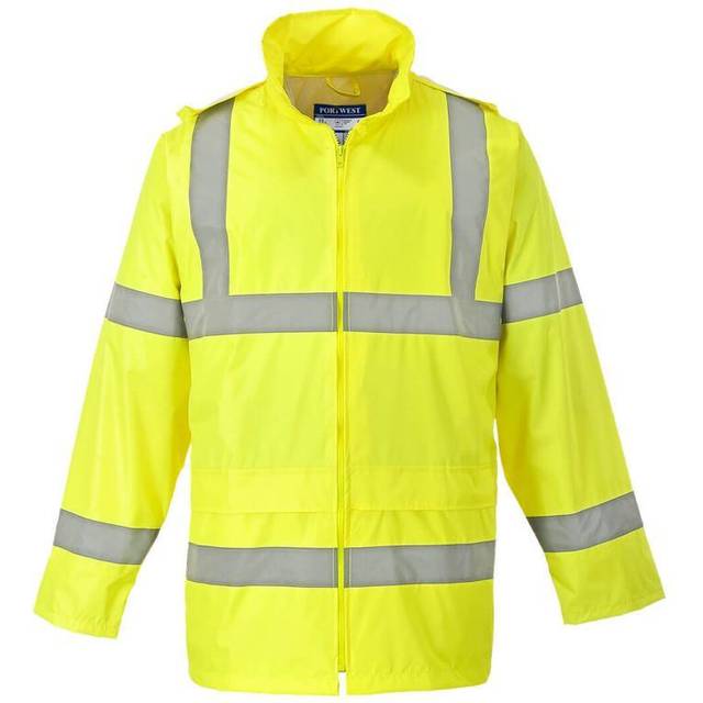 (M, Yellow) Portwest Hi-Vis Rain Jacket (H440) / Safetywear / Workwear