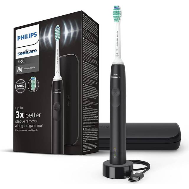 Philips Sonicare 3100-serien sonisk elektrisk tandborste med trycksensor och påminnelse om ersättning BrushSync, HX3673/13, vit