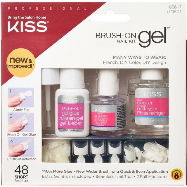 Kiss inc brush-on gel nail glue & nail tips kit (1 x 5g, 1 x 14.7ml, 1 x7.1ml)
