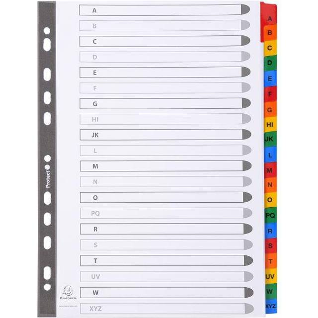Exacompta - Ref 111E - Mylar tryckta index - för användning med A4-dokument, förstansade, 160 gsm vitt kort med förstärkta plastflikar, FSC-certifierad - 20-deldelare (A-Z)