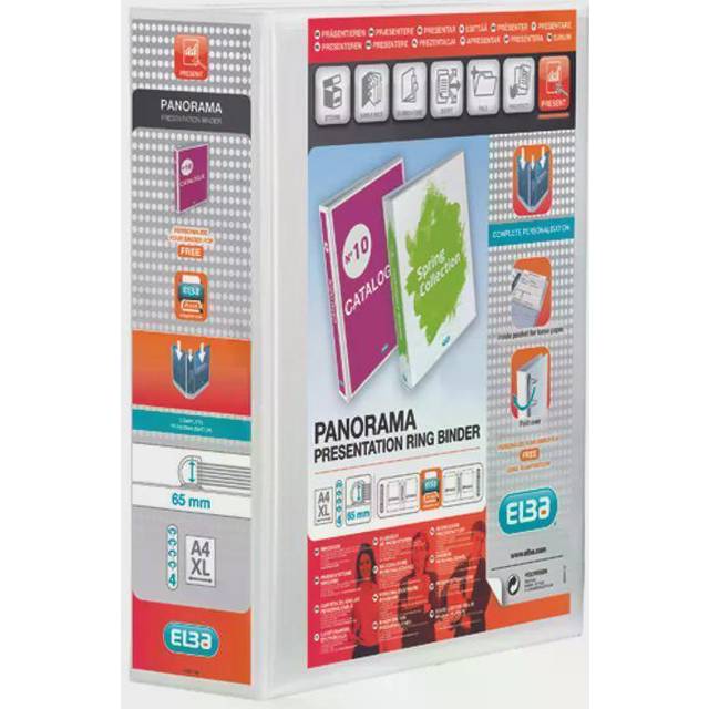 Elba Panorama 65mm 4 D-Ring Binder A4+ White (10 Pack) 400001305