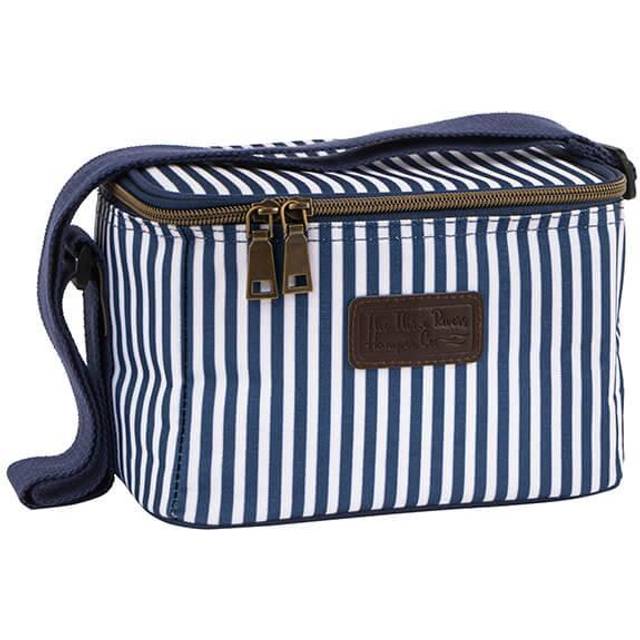 Three Rivers 4L Personal Cool Bag - Insulated Picnic Cooler with Heat-Sealed Lining & Adjustable Strap (Blue/White Stripes)