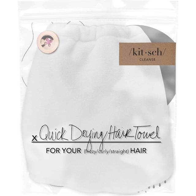 Kitsch Microfiber Hair Towel Wrap for Women Hair Turban for Drying Wet Hair Easy Twist Hair Towels (White)