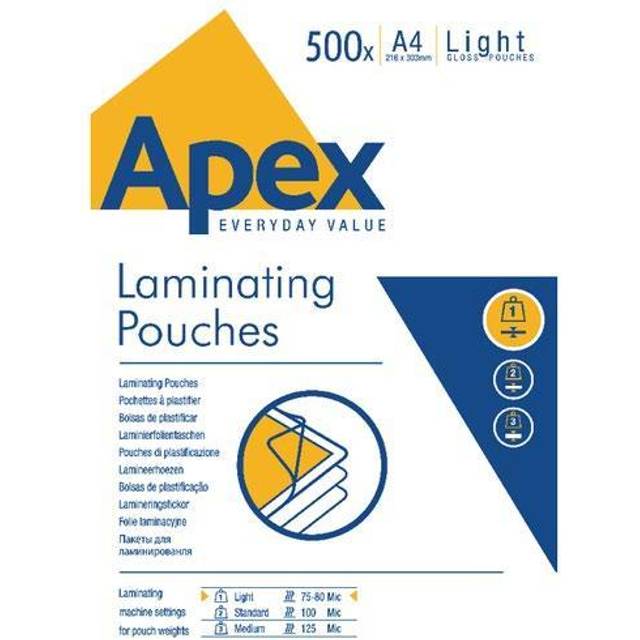 Apex A4 lätt laminerad påse (paket med 500)