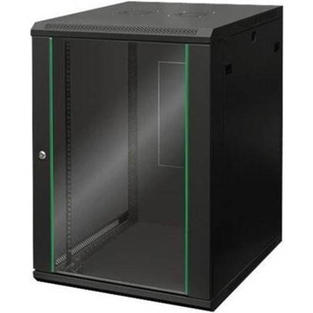 DIGITUS Nätverksskåp - 19-tums rack - 16U - Väggmontage - 600 mm djupt - Bärförmåga 60 kg - Dynamic Basic-serien - Svart