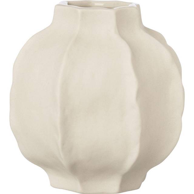 Vas med bucklig rand, stengods, 10 cm - Naturlig vit