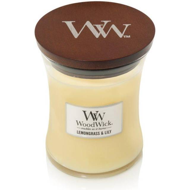 Woodwick Medium Hourgrass Lemongrass & Lilly Candle 9.7oz