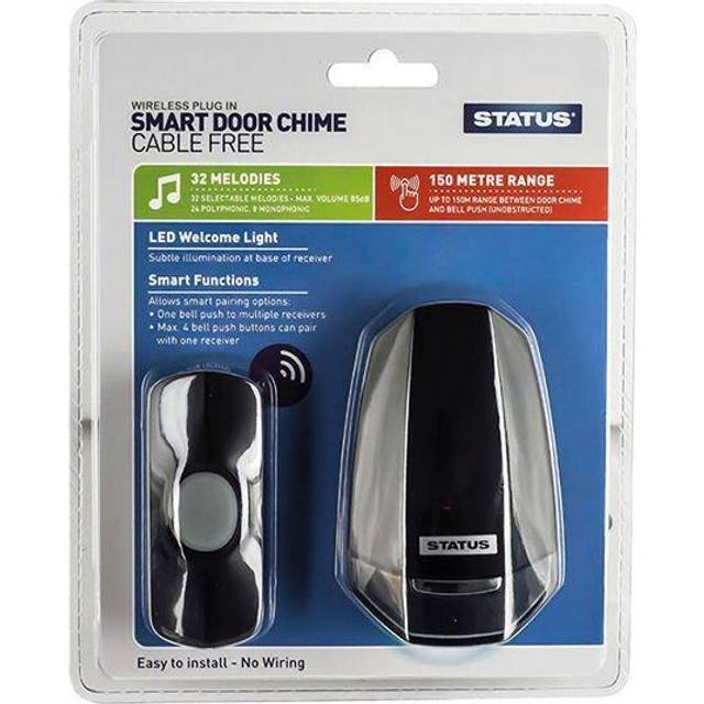 Status Cable Free Plug In Chime Black With Night Light, Black