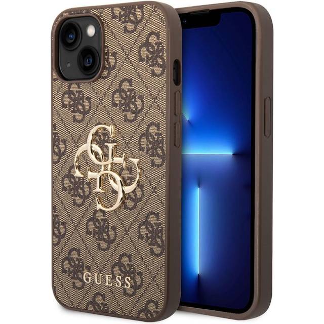 Guess 4G Big Metal Logo iPhone 14 Hybrid Skal - Brun