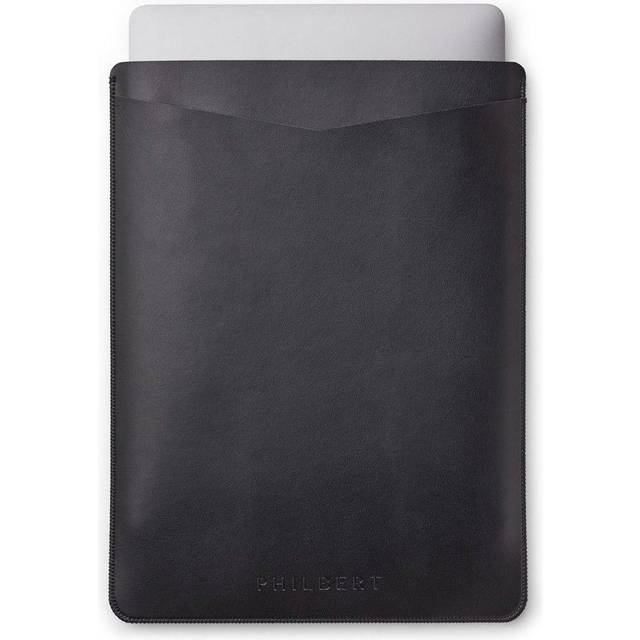 Philbert UltraSlim Vegansk Läder Sleeve med Rem för MacBook / Laptop 13" (31,0 x 22,5 x 2 cm) - Svart