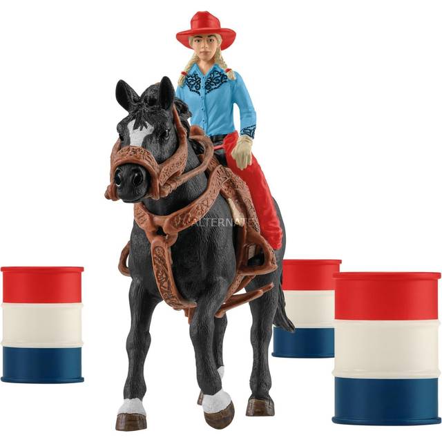 SCHLEICH Farm World Cowgirl Barrel Racing Fun Toy Playset - Multi-colour - Black