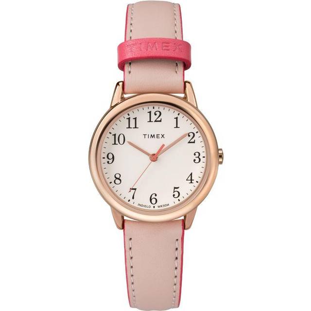 Timex Women's TW2R62800 Easy Reader 30mm Pink/Rose Gold-Tone Leather S