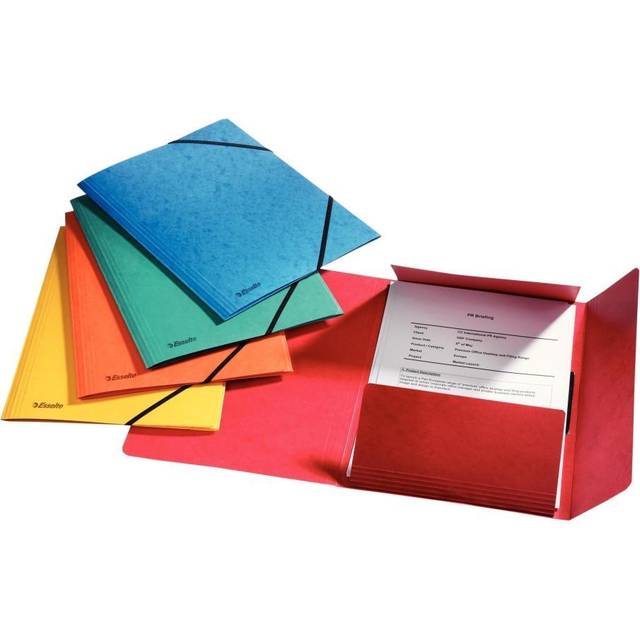 Esselte Rainbow 3-Flap Folder, A4, Assorted colours, Pack of 5, 15523