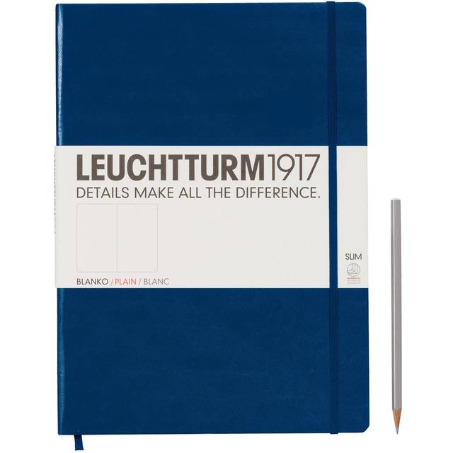 LEUCHTTURM1917 Hardcover Notebook Master Slim A4+ Navy - Plain - Blue