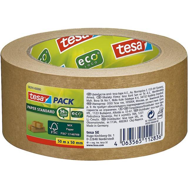 tesa STANDARD ecoLogo&#xAE; 58291 Packaging tape Brown (L x W) 50 m x 50 mm 1 pc(s)