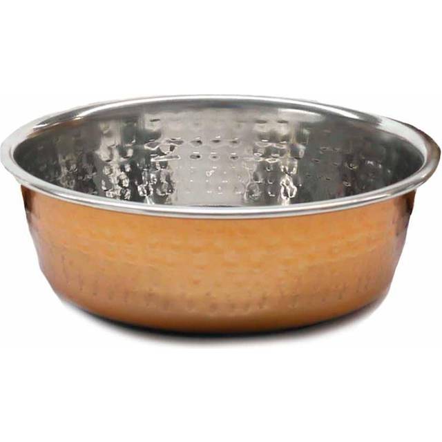 Rosewood hammered copper stainless steel pet dog puppy food water bowl 3 sizes