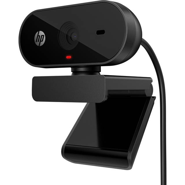 HP 320 FHD 1080P webbkamera, USB, vidvinkel, linsskydd, justerbar vinkel, automatisk korrigering ljusstyrka, certifierad fungerar med Chromebook, Chrome OS, Windows 11, macOS, svart