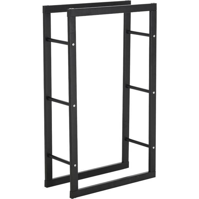 Homcom 100Cm Metal Firewood Log Holder Rack Elevated Design, Base Side Rails - One Size