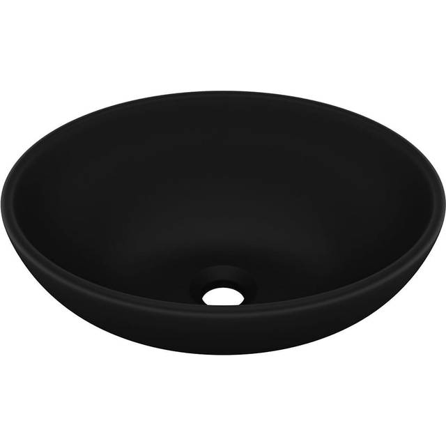 Luxury Basin Oval-shaped Matt Black 40x33 cm Ceramic Vidaxl