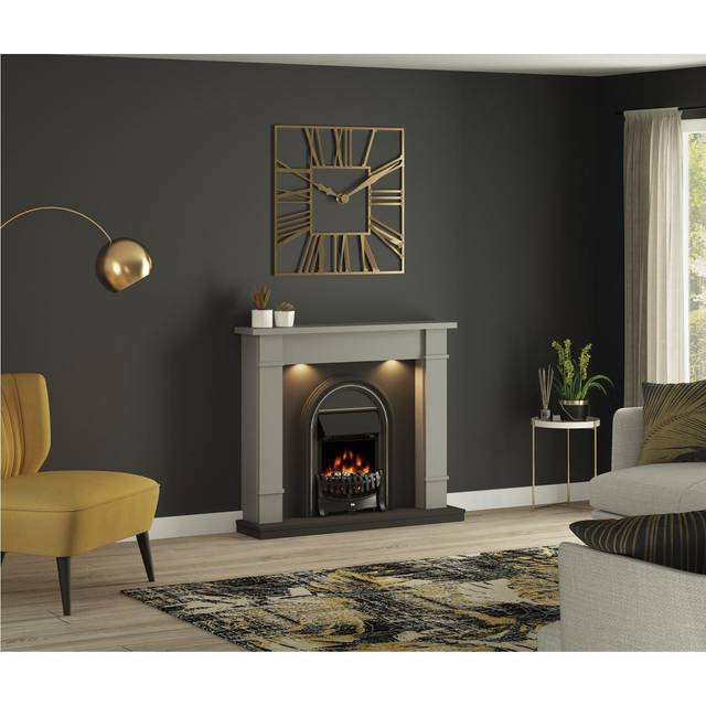 Broadwell Electric Fireplace - Grey (105cm H X 122cm W X 30cm D)