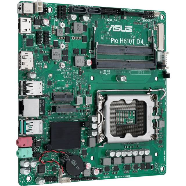 ASUS PRO H610T D4-CSM tunn mini-ITX H610 företagmoderkort med förbättrad säkerhet, tillförlitlighet, hantering och effektivitet