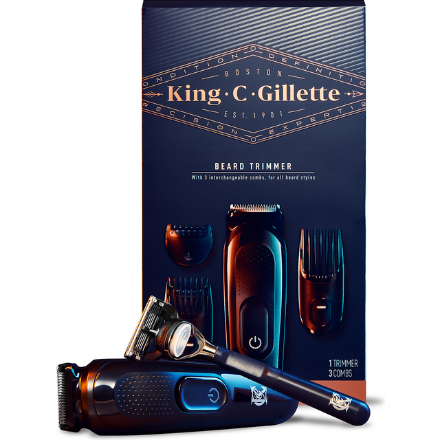 King C. Gillette Cordless Beard Trimmer Kit for Men with Lifetime Sharp Blades, Includes 3 Interchangeable Hair Clipper Combs, UK Two Pin Pl