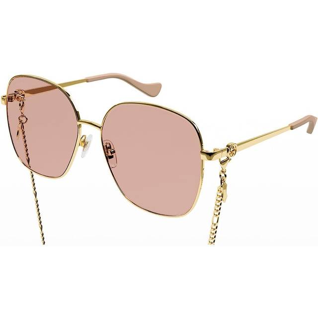 Gucci Retro Square Solbriller med GG Cut-Out - Gul