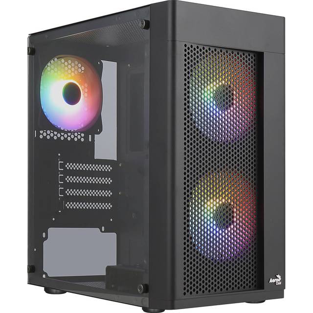 Aerocool HEXFORMBKV2, Micro ATX PC-hölje, 3 fläktar FRGB, främre galler, svart