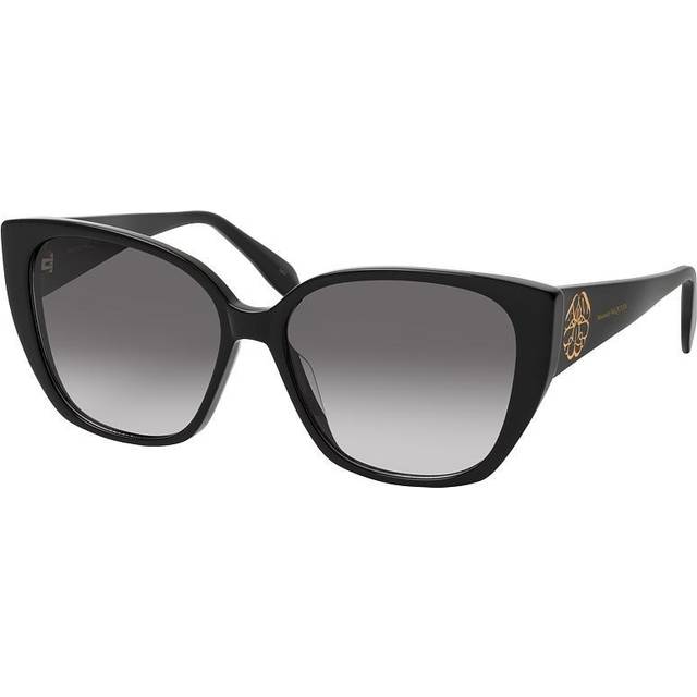 Alexander McQueen Woman AM0284S 002 Sunglasses Acetate Black Grey Butterfly Normal Shaded