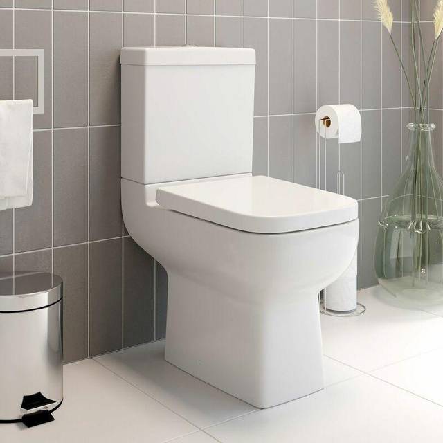 Space Saving Close Coupled Rimless Toilet Cistern Pan Soft Close Seat White