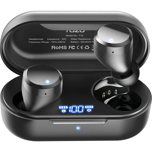 TOZO T12 Wireless Earbuds Bluetooth Headphones Premium Fidelity Sound Quality Wireless Charging Case Digital LED Intelligence Display IPX8 Waterp