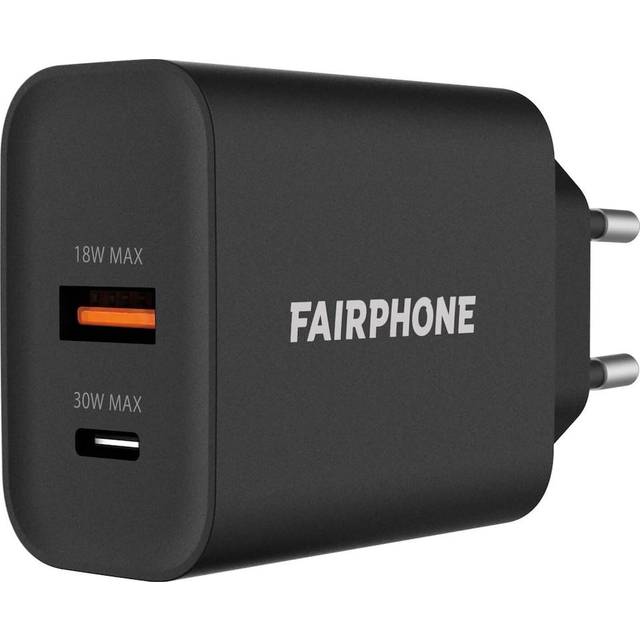Fairphone dubbel väggladdare 18W+30W (svart)