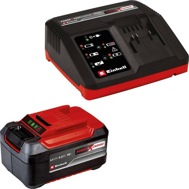 Einhell Genuine PXC 18v Cordless Slim Plus Li-ion Battery 5.2ah and Charger 5.2ah