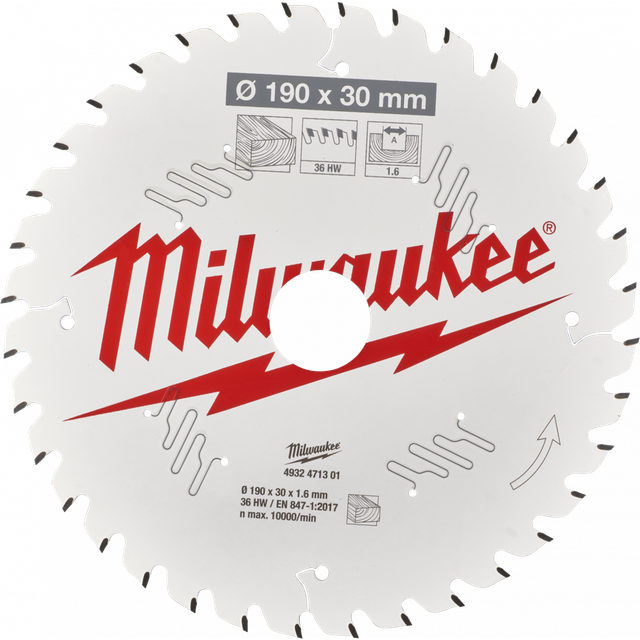 Milwaukee Thin Kerf Wood Cutting Circular Saw Blade 190mm 36T 30mm