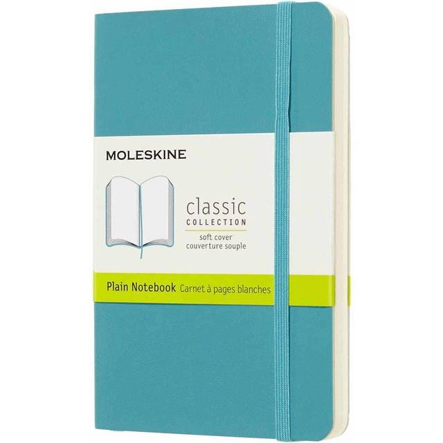 Moleskine Classic Plain Paper Notebook - Soft Cover and Elastic Closure Journal - Color Reef Blue - Pocket 9 x 14 A6-192 Pages